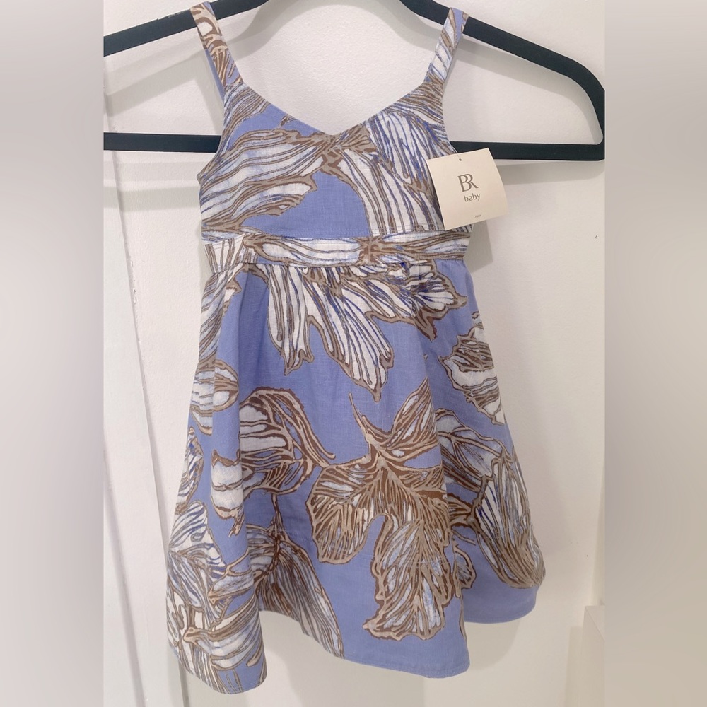 Palm floral print linen dress